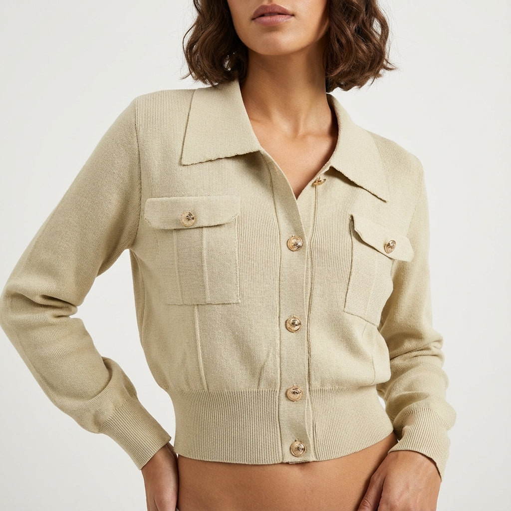 Komplet dzianinowy damski żakiet na guziki i spódnica midi | Do pracy i na co dzień