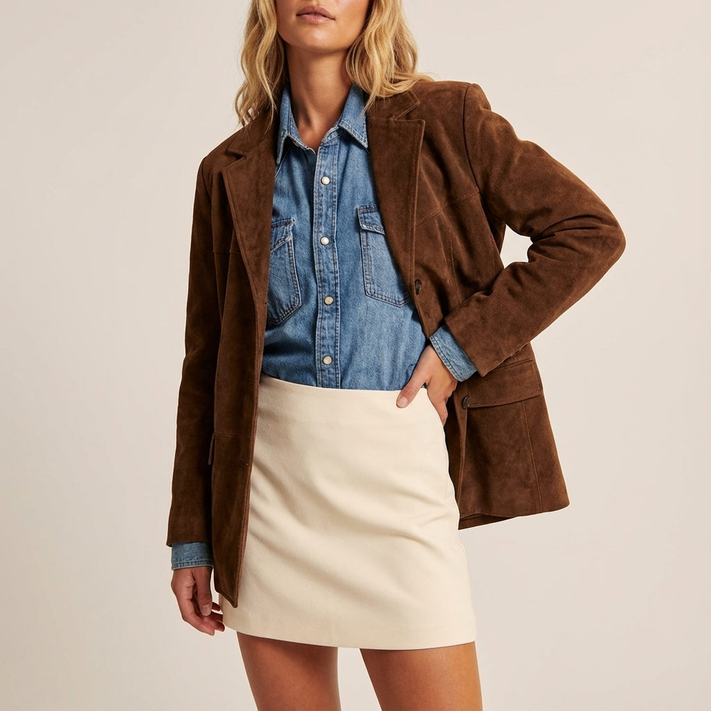 Kurtka damska o luźnym kroju z guzikami | Styl codzienny