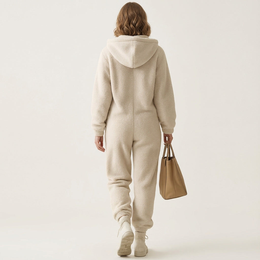 Kombinezon Damski Pluszowy z Kapturem | Casual na Co Dzień