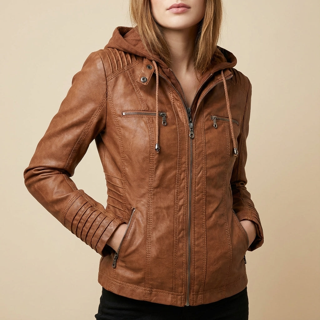 Kurtka Damska z Kapturem Brązowa | Na Co Dzień