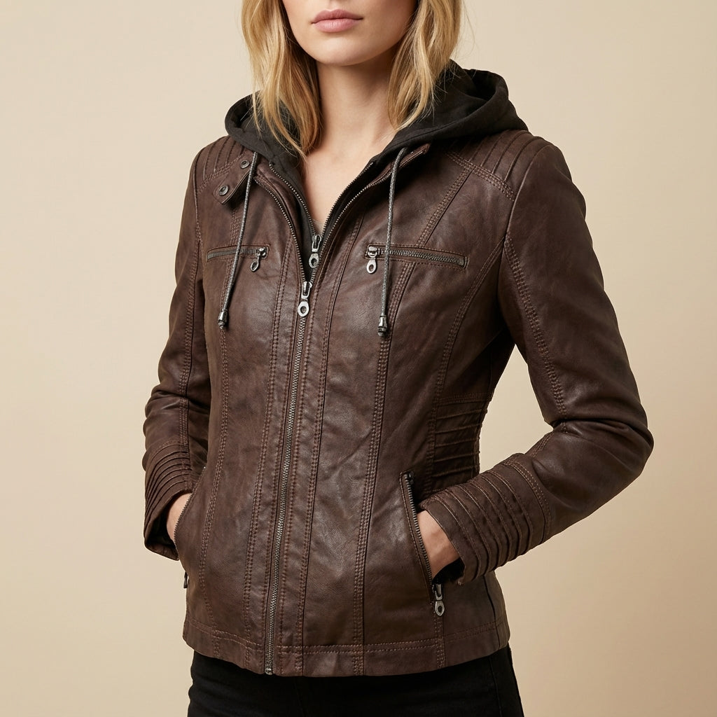 Kurtka Damska z Kapturem Brązowa | Na Co Dzień