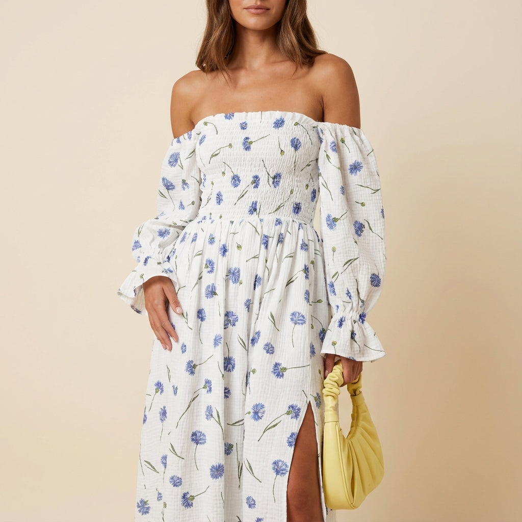 Sukienka damska midi hiszpanka w kwiaty | Na lato