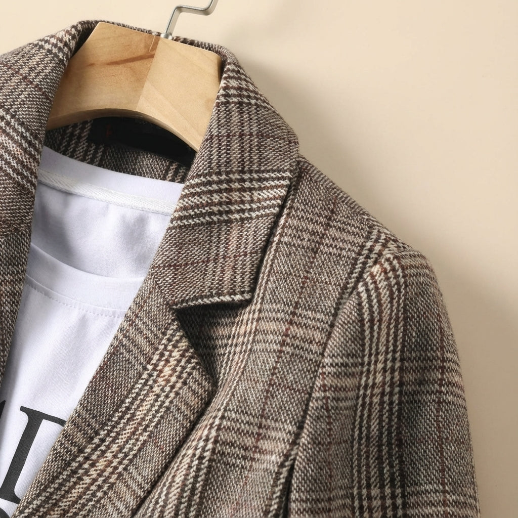 Marynarka damska w kratę klasyczny krój | Styl miejski