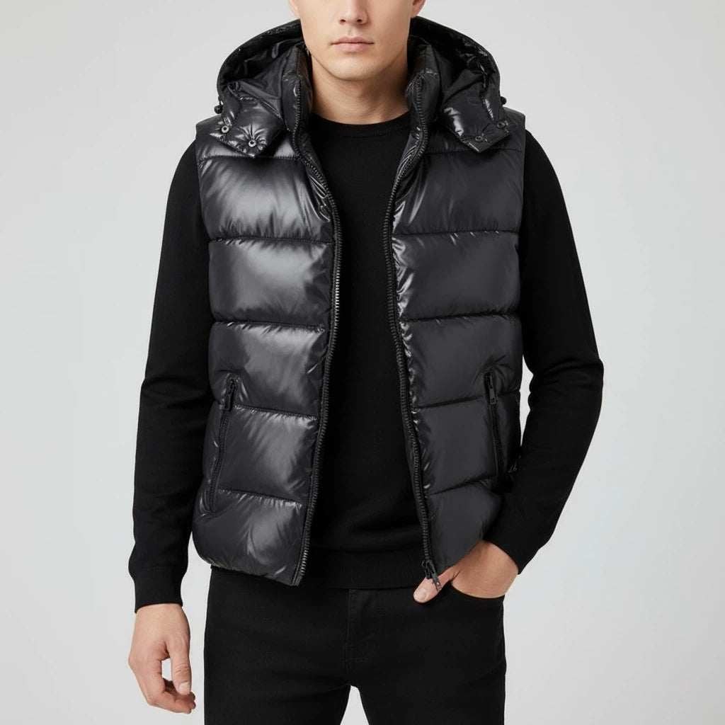 Bezrękawnik Puchowy Męski z Kapturem | Na Zimę