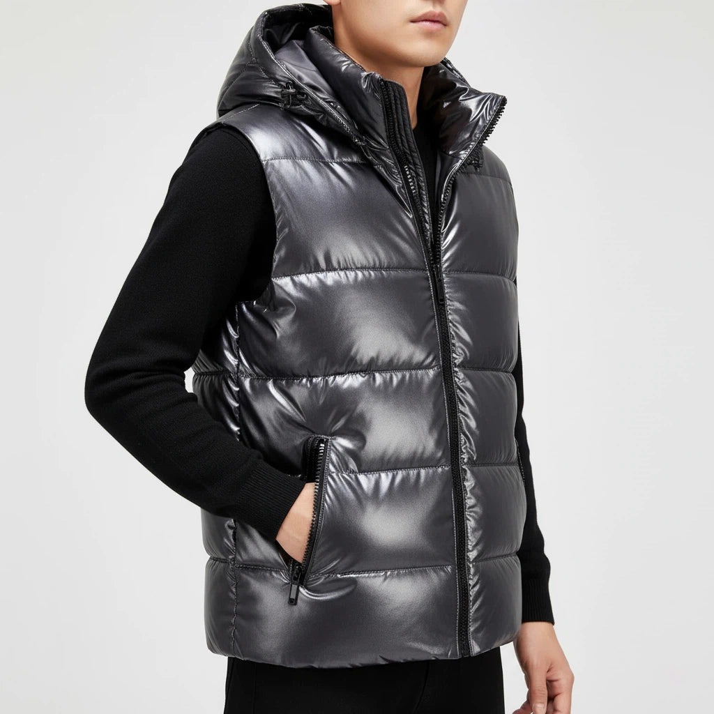 Bezrękawnik Puchowy Męski z Kapturem | Na Zimę