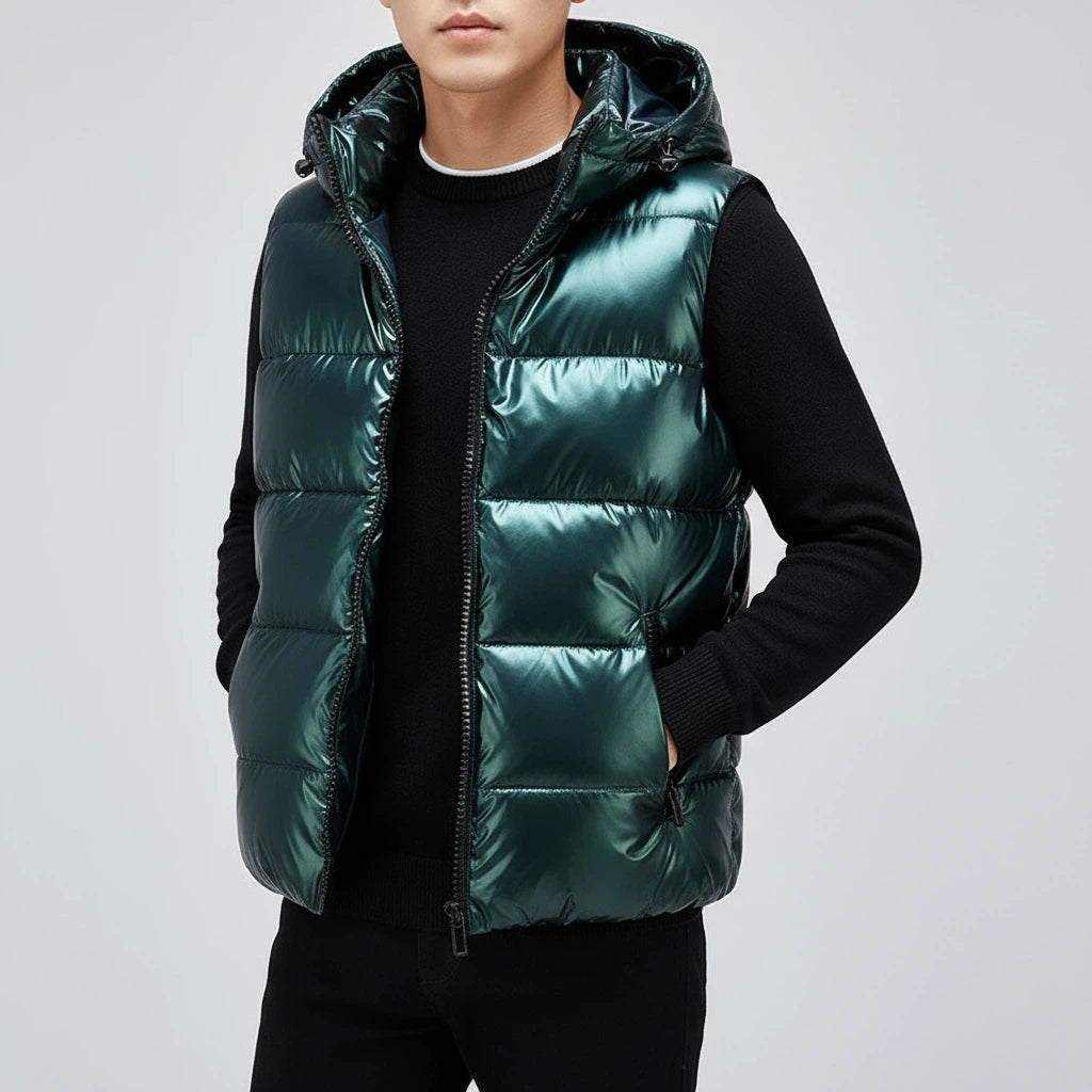 Bezrękawnik Puchowy Męski z Kapturem | Na Zimę