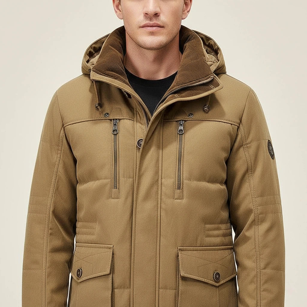 Kurtka Zimowa Męska Ocieplana z Odpinanym Kapturem | Styl Codzienny