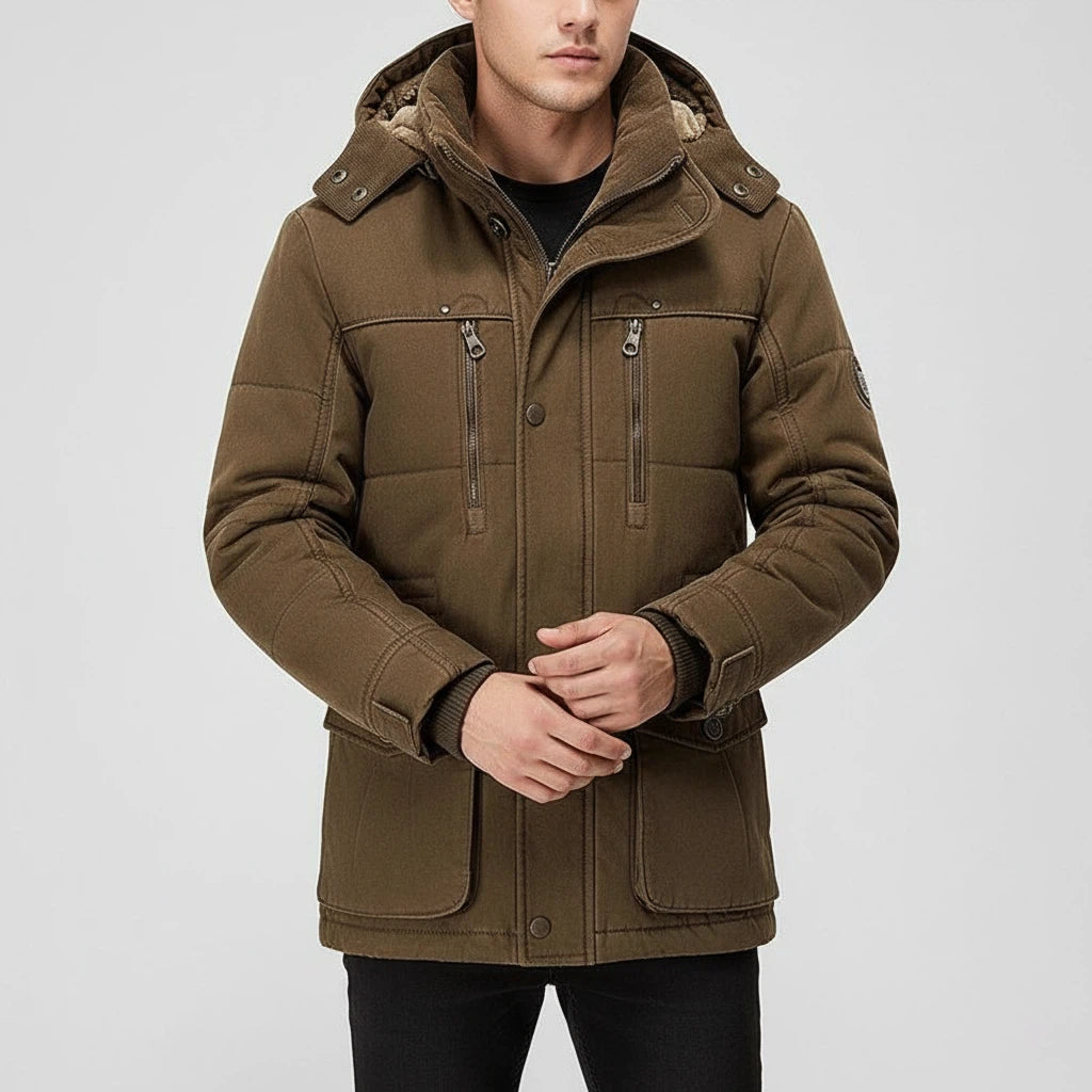 Kurtka Zimowa Męska Ocieplana z Odpinanym Kapturem | Styl Codzienny