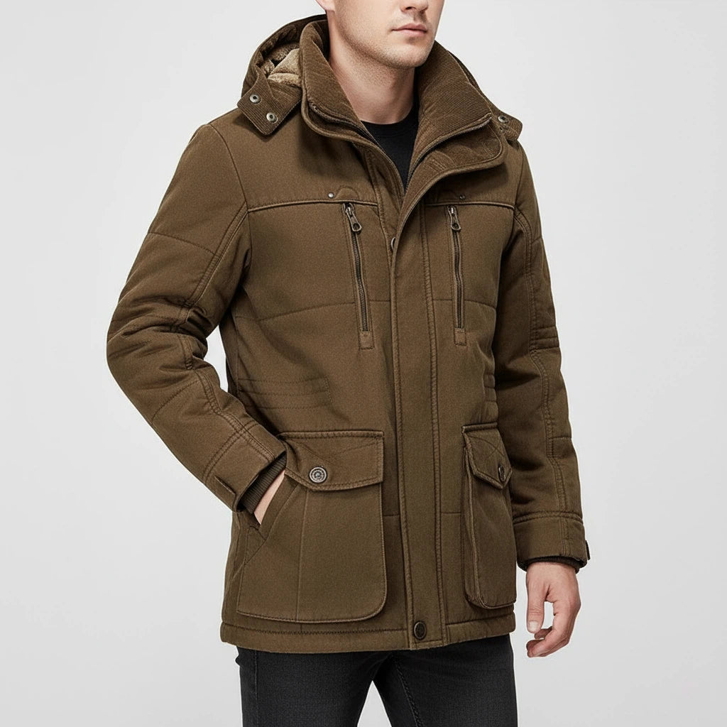 Kurtka Zimowa Męska Ocieplana z Odpinanym Kapturem | Styl Codzienny