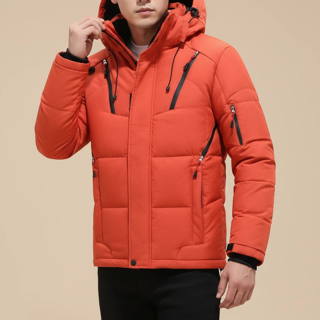 Kurtka Zimowa Męska Pikowana z Kapturem i Kieszeniami | Na Zimę