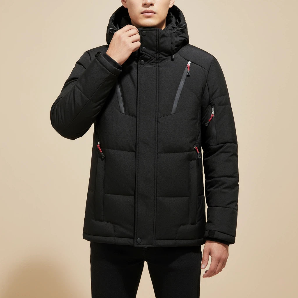 Kurtka Zimowa Męska Pikowana z Kapturem i Kieszeniami | Na Zimę