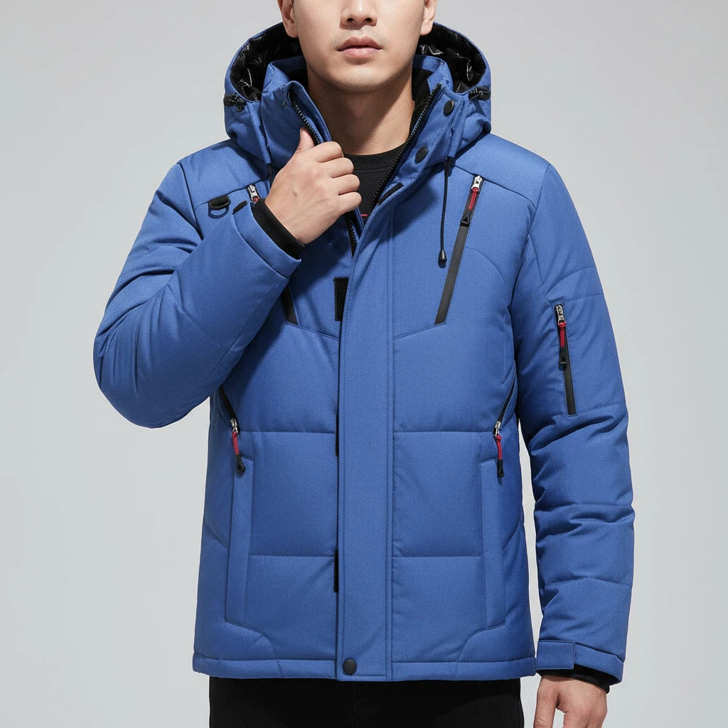 Kurtka Zimowa Męska Pikowana z Kapturem i Kieszeniami | Na Zimę