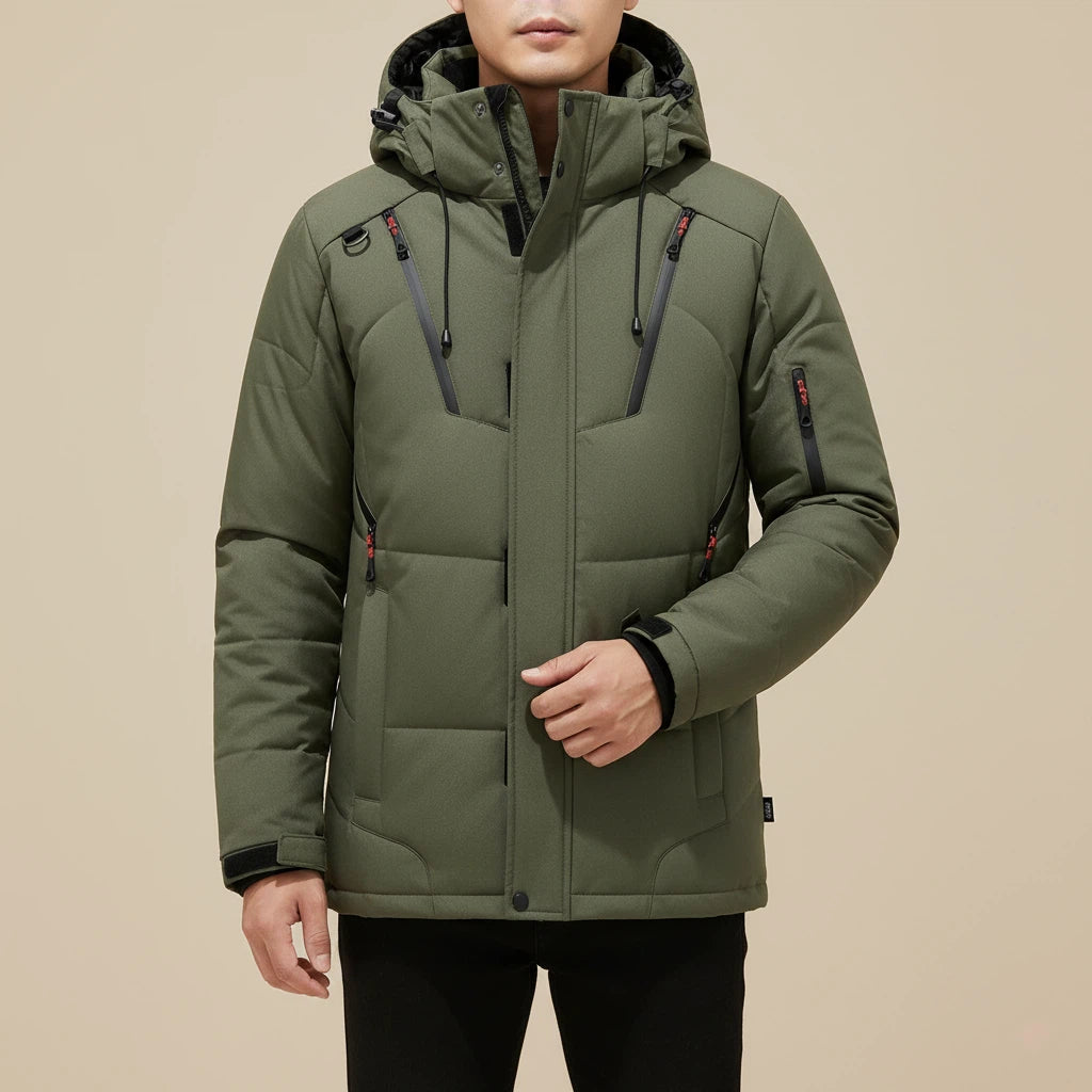 Kurtka Zimowa Męska Pikowana z Kapturem i Kieszeniami | Na Zimę