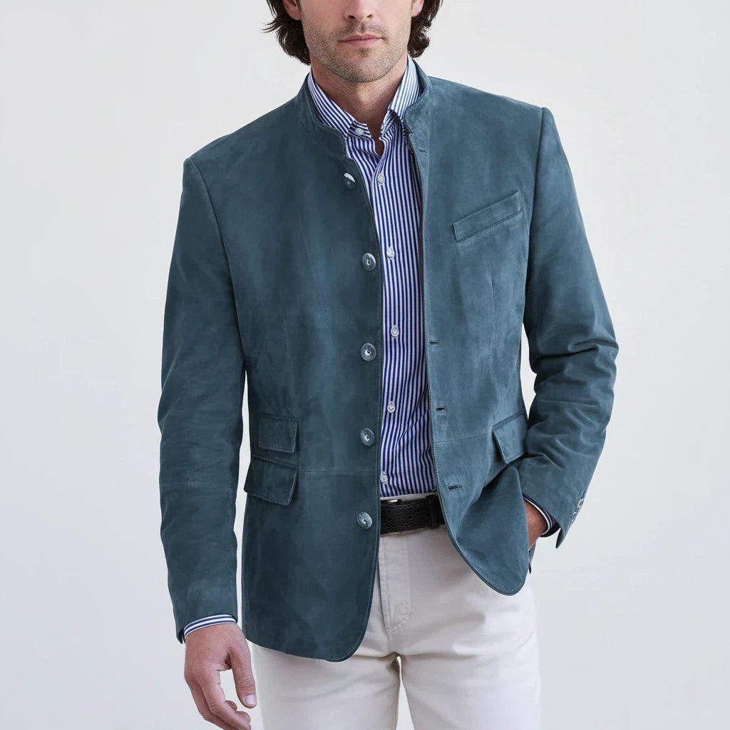 Marynarka Męska Smart Casual z Kołnierzem Stojącym | Styl Codzienny