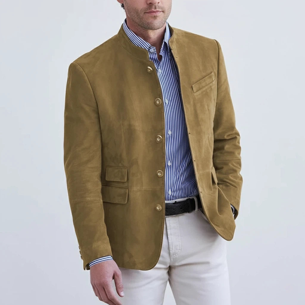 Marynarka Męska Smart Casual z Kołnierzem Stojącym | Styl Codzienny