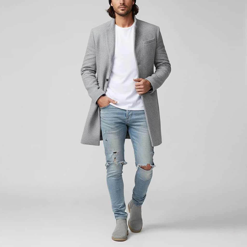 Marynarka Męska ze Stojącym Kołnierzem | Styl Codzienny