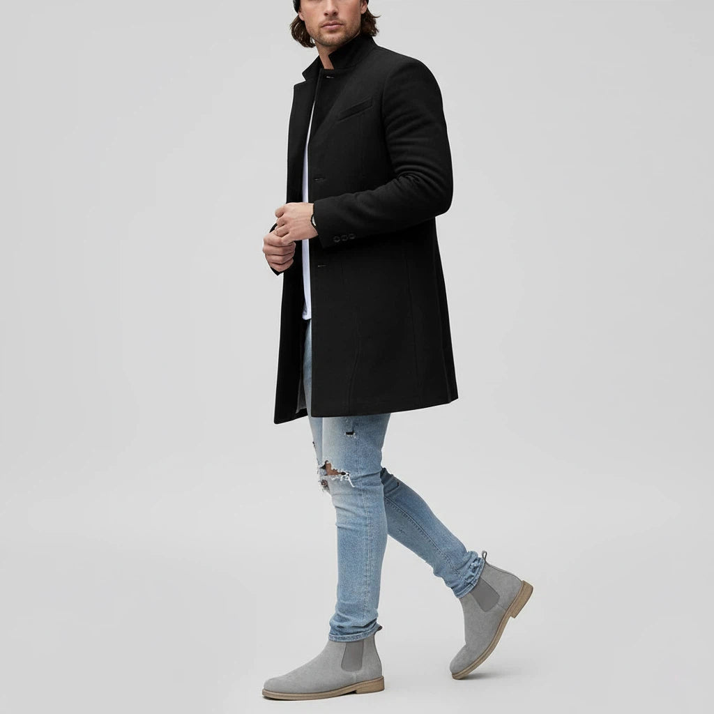 Marynarka Męska ze Stojącym Kołnierzem | Styl Codzienny