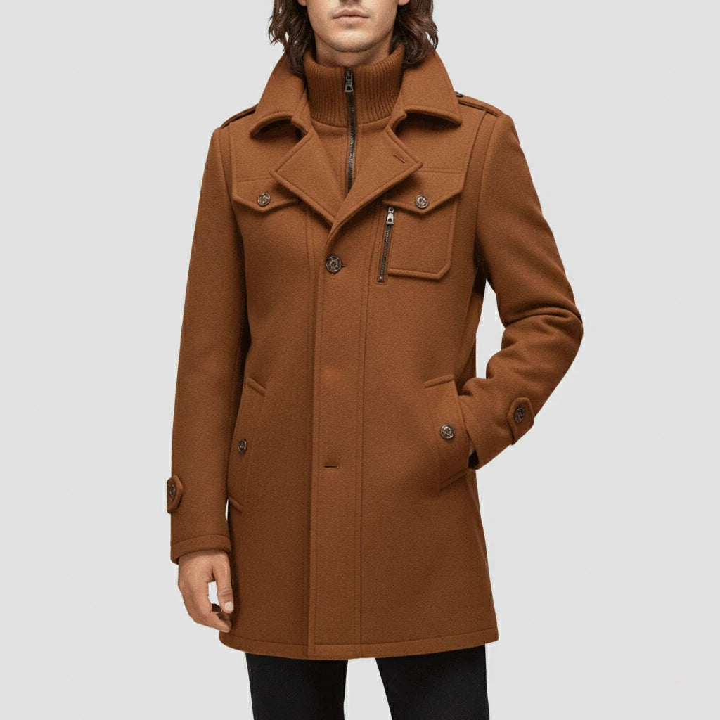 Płaszcz Zimowy Męski z Wysokim Kołnierzem | Na Co Dzień