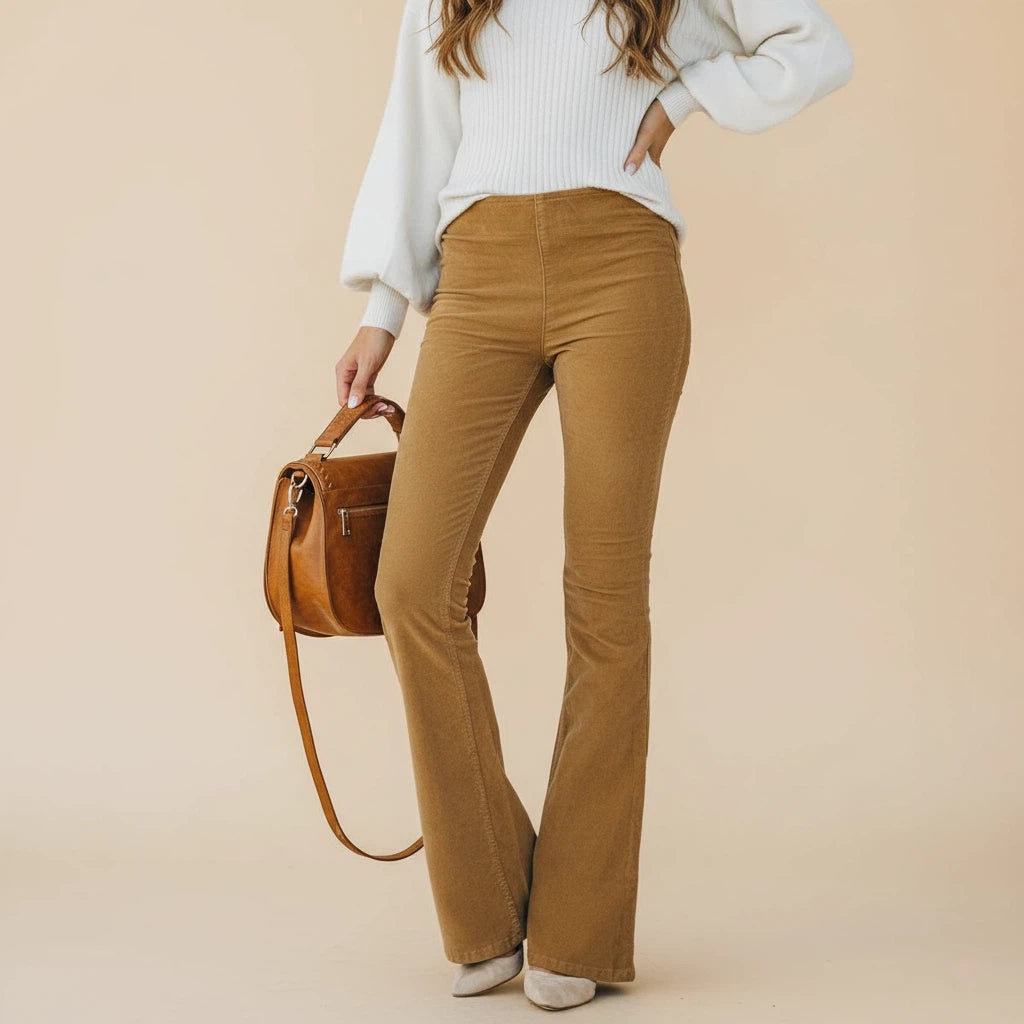 Spodnie Damskie Sztruksowe z Elastycznego Materiału | Styl Codzienny