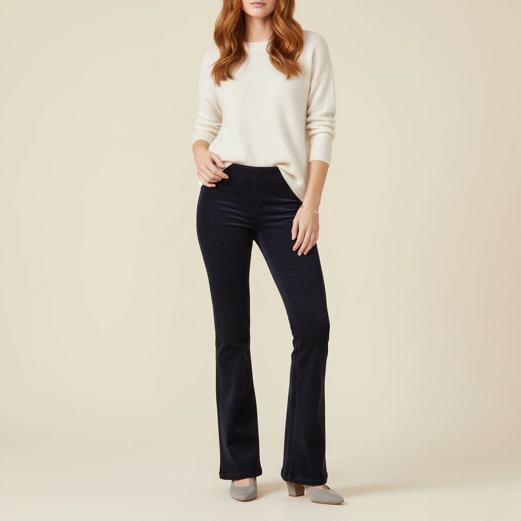 Spodnie Damskie Sztruksowe z Elastycznego Materiału | Styl Codzienny