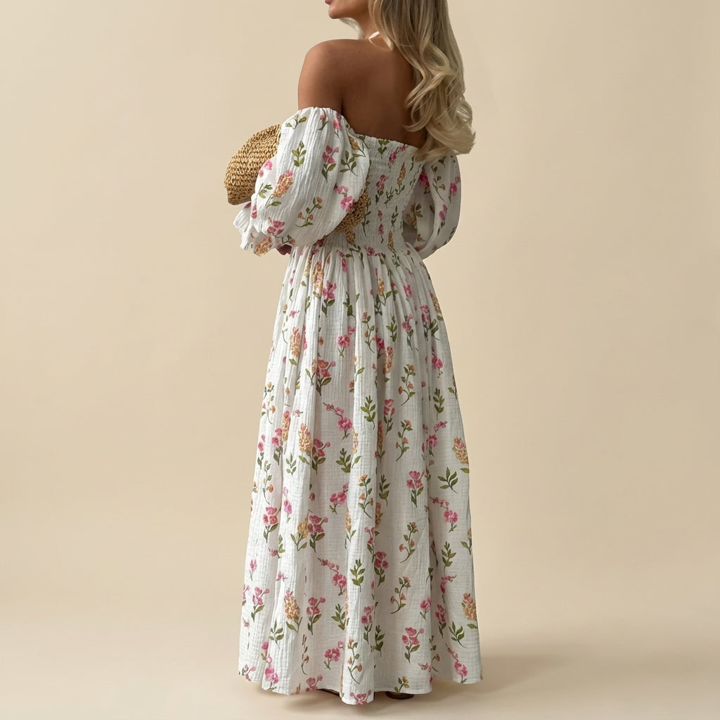 Sukienka damska midi hiszpanka w kwiaty | Na lato