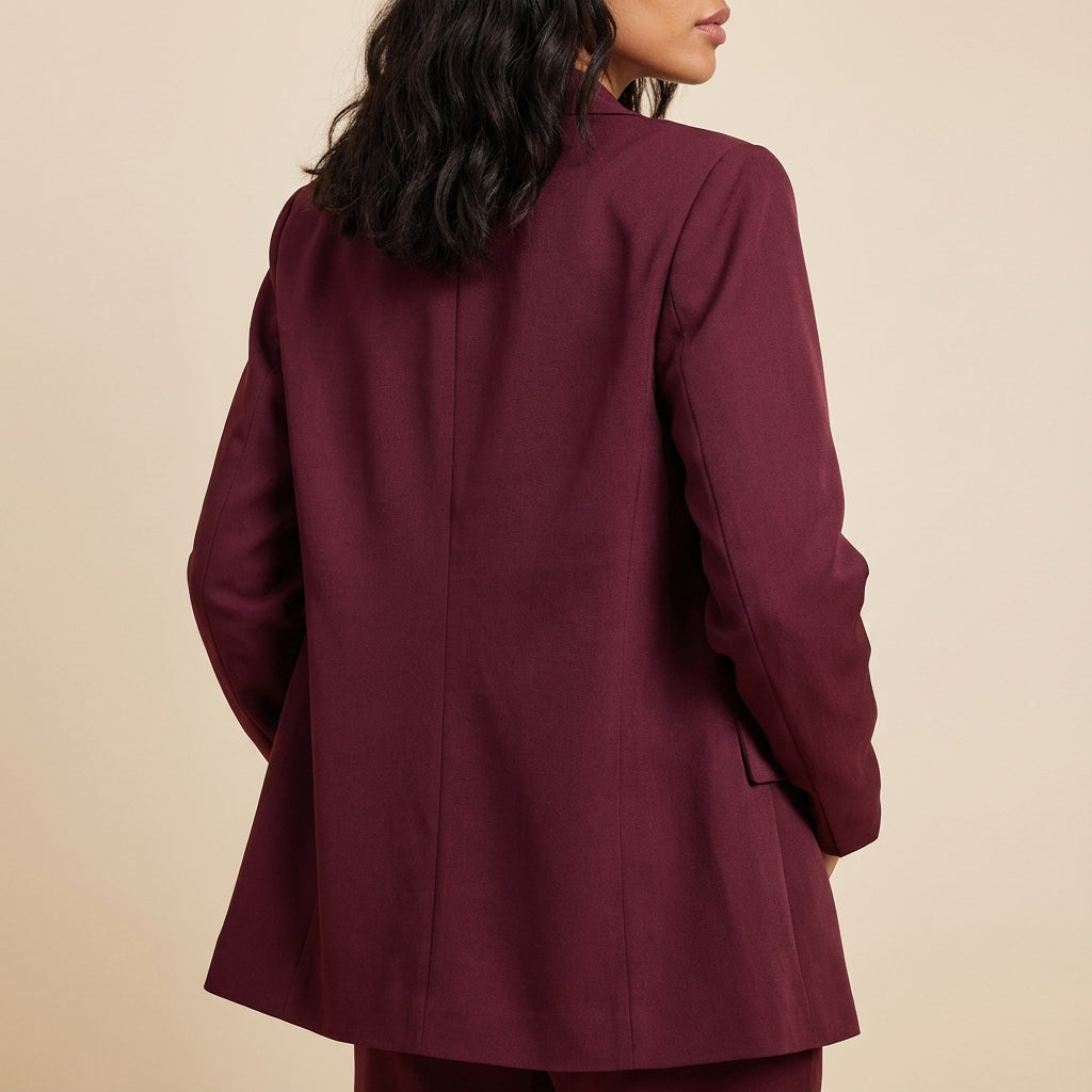 Marynarka damska taliowana dwurzędowa w kolorze bordowym | Styl miejski