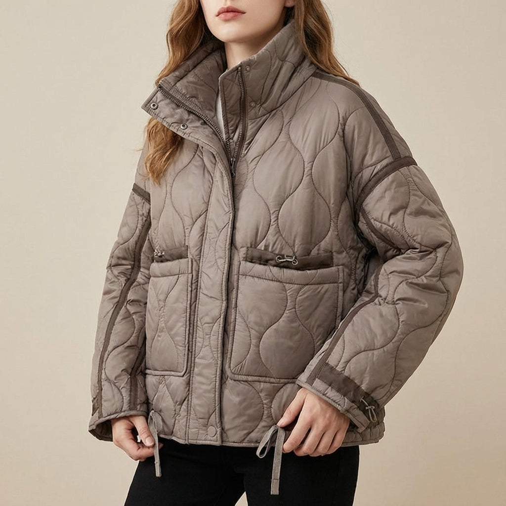 Kurtka pikowana damska z wysokim kołnierzem | Codzienne użytkowanie