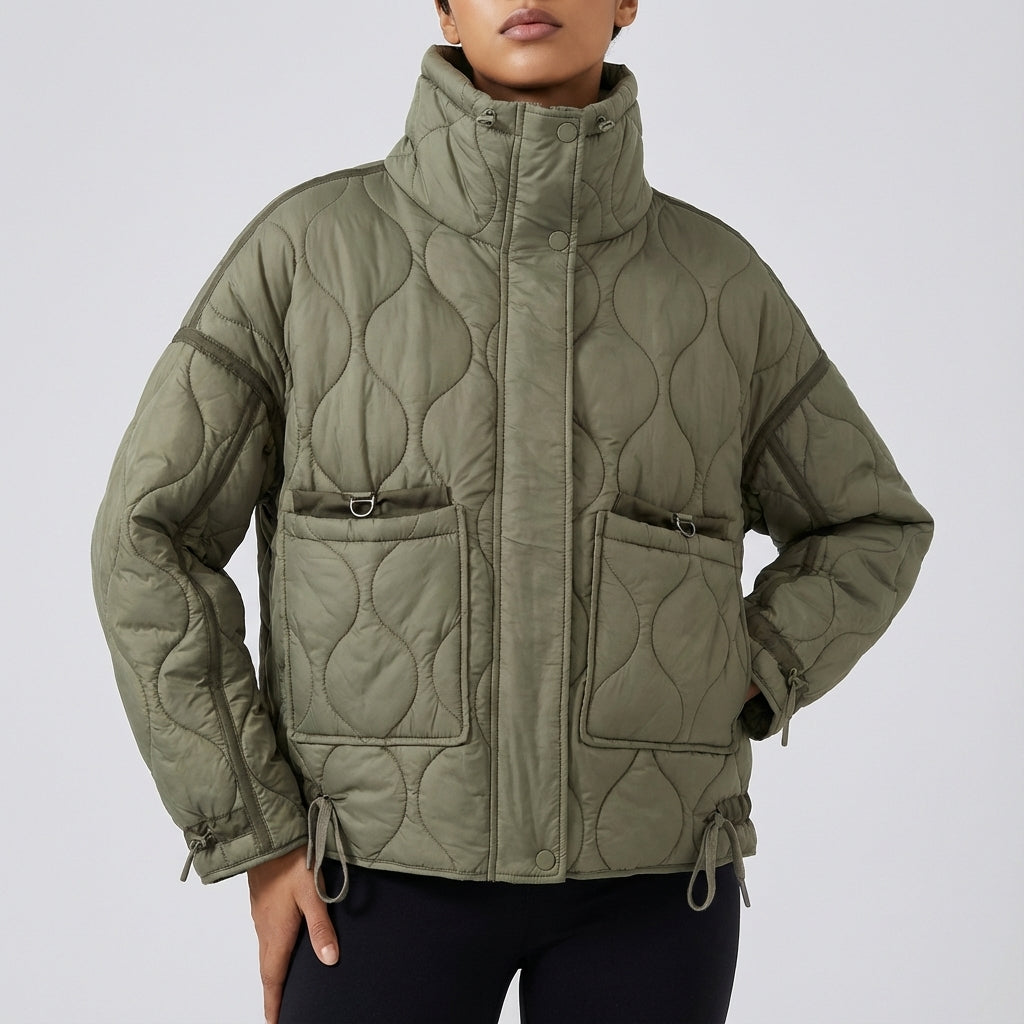 Kurtka pikowana damska z wysokim kołnierzem | Codzienne użytkowanie