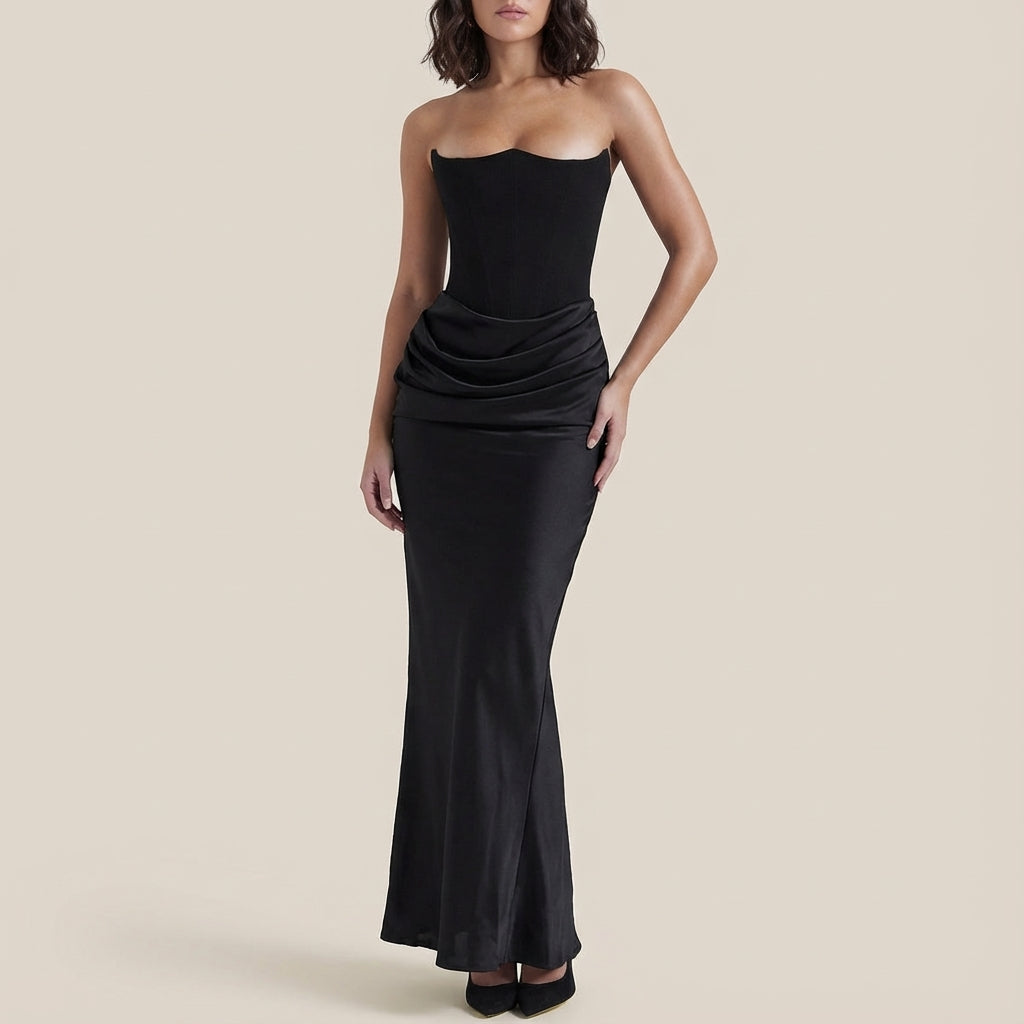 Sukienka damska maxi bez ramiączek | Styl wieczorowy