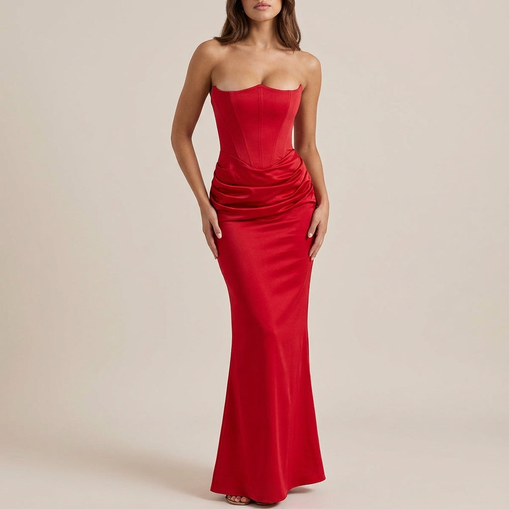 Sukienka damska maxi bez ramiączek | Styl wieczorowy