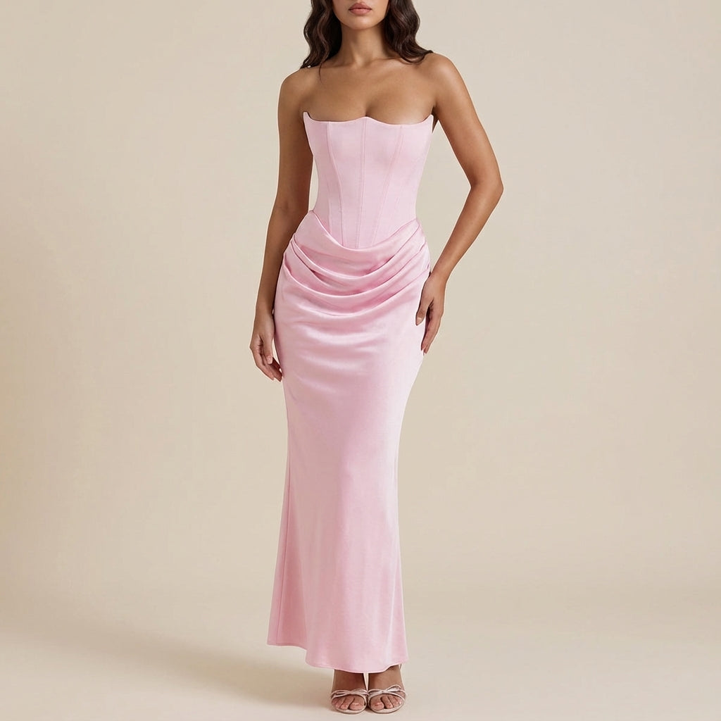 Sukienka damska maxi bez ramiączek | Styl wieczorowy