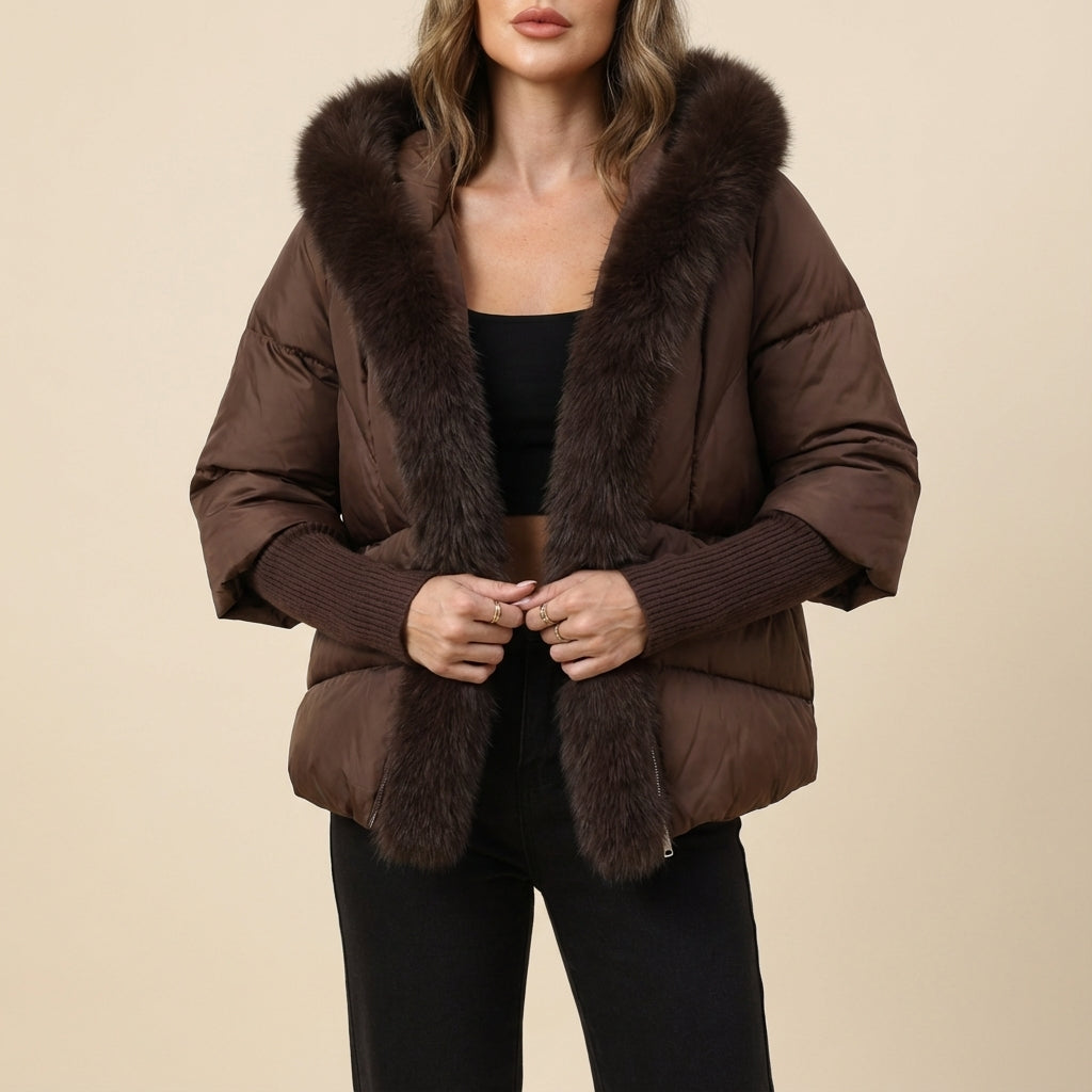 Kurtka zimowa damska z kapturem i włóknistą lamówką | Na co dzień