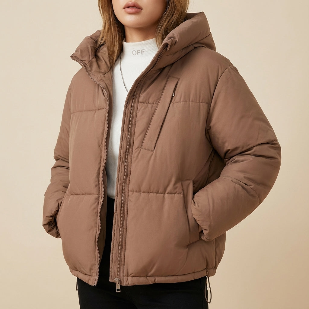 Kurtka zimowa damska ocieplana khaki | Na co dzień