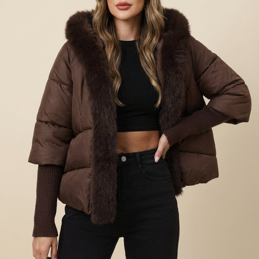 Kurtka zimowa damska z kapturem i włóknistą lamówką | Na co dzień