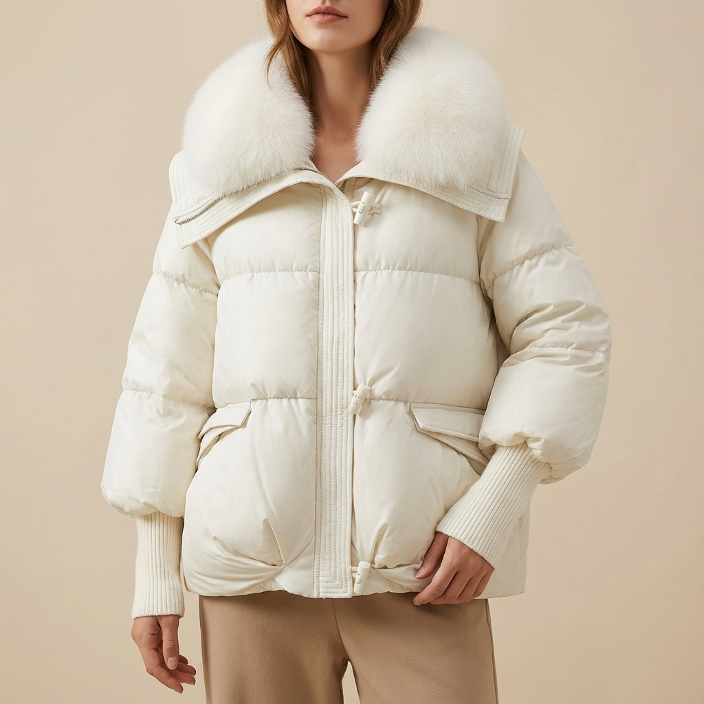 Kurtka Zimowa Damska z Szerokim Kołnierzem | Na Zimowe Dni