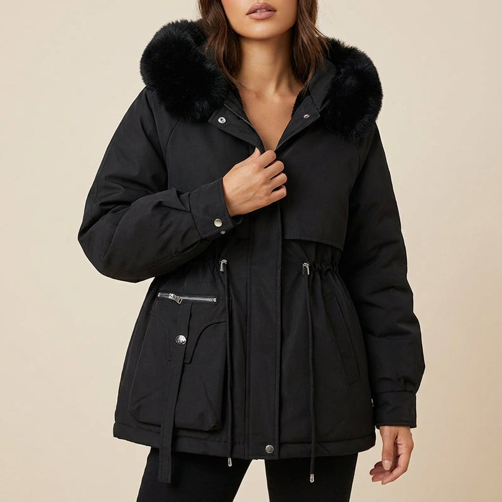 Parka Damska Zimowa z Kapturem Beżowa | Na Zimę