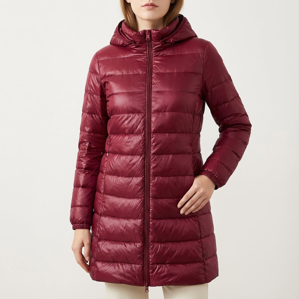 Kurtka Zimowa Damska Długi Krój z Kapturem | Na Mroźne Dni