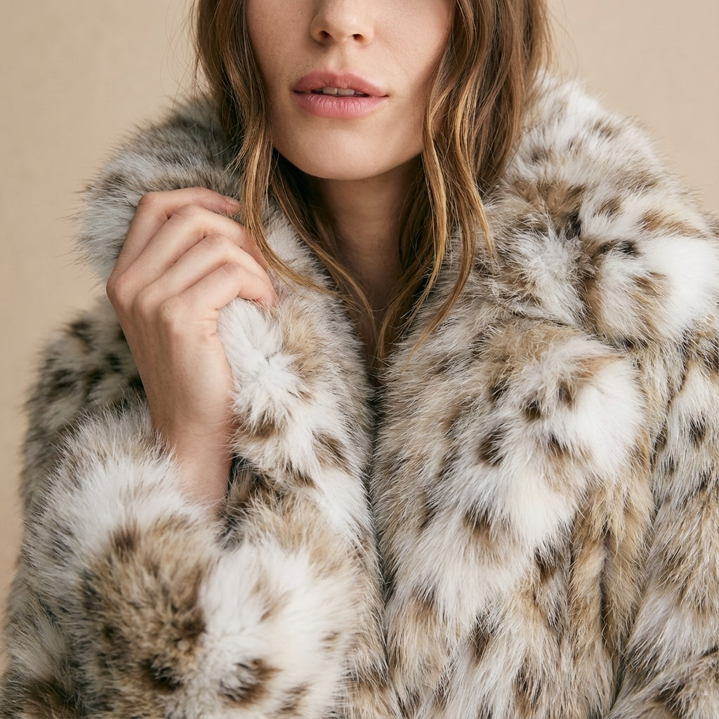 Kurtka damska o włóknistej strukturze w wzór lamparta | Na co dzień