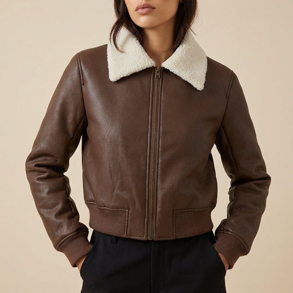 Kurtka Damska Biker z Gładką Powierzchnią | Styl Miejski