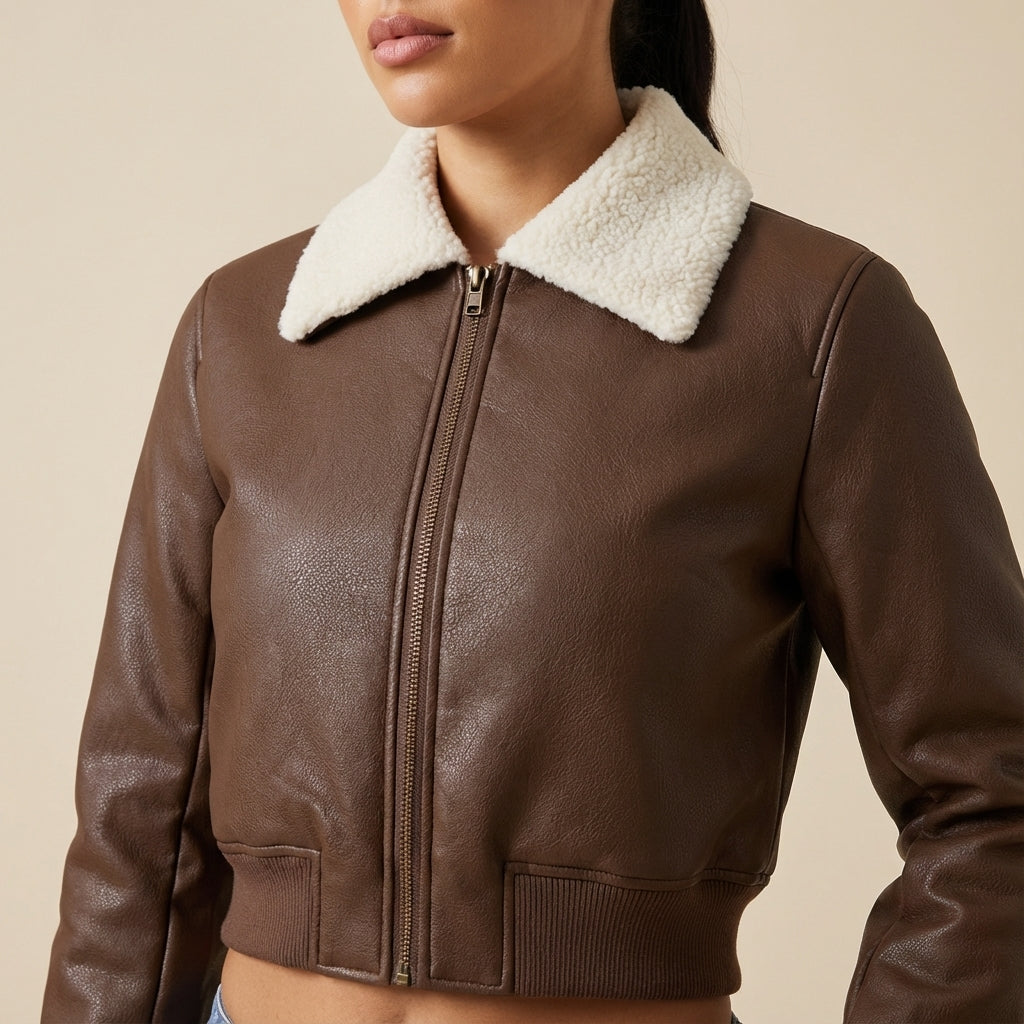 Kurtka Damska Biker z Gładką Powierzchnią | Styl Miejski