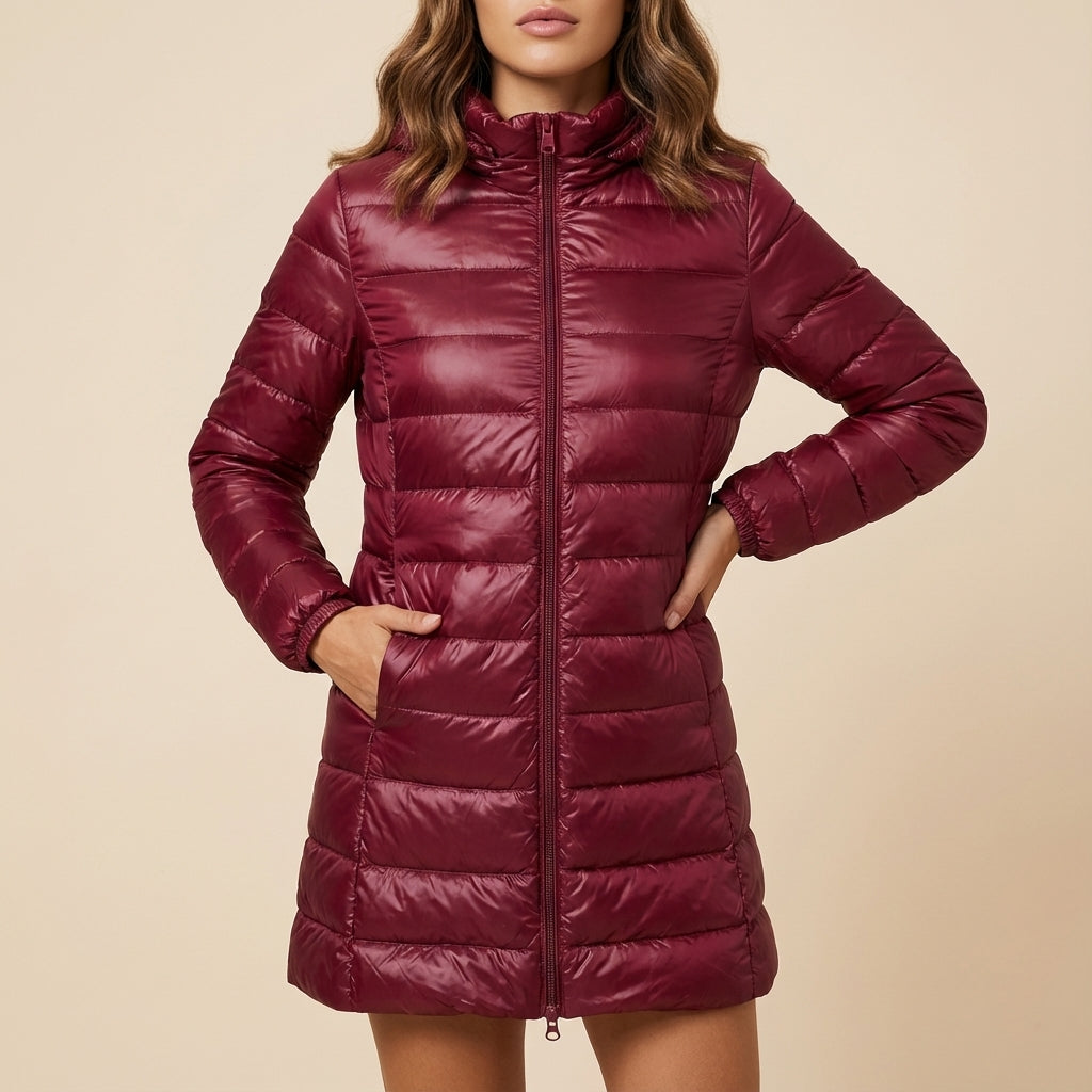 Kurtka Zimowa Damska Długi Krój z Kapturem | Na Mroźne Dni