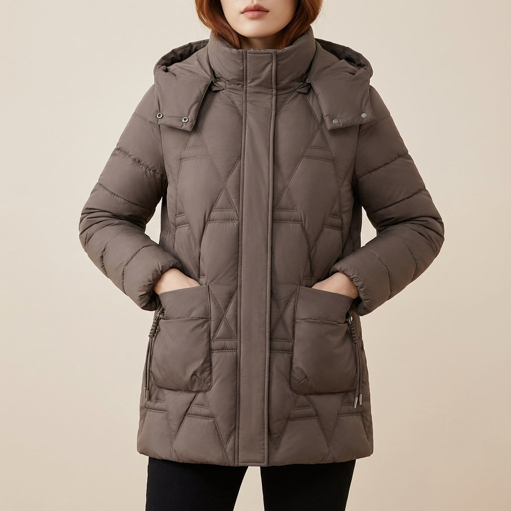 Kurtka Zimowa Damska Pikowana Klasyczny Krój | Styl Miejski