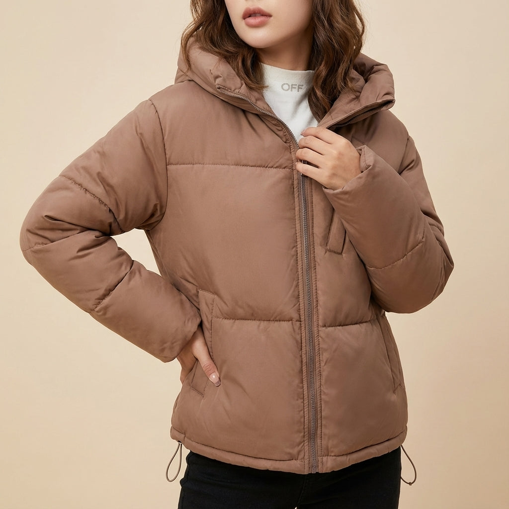 Kurtka zimowa damska ocieplana khaki | Na co dzień