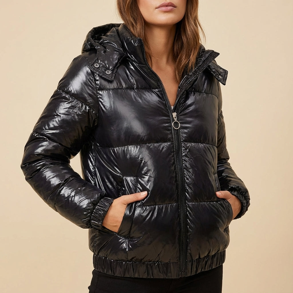 Kurtka Zimowa Damska Pikowana z Błyskiem | Styl Miejski