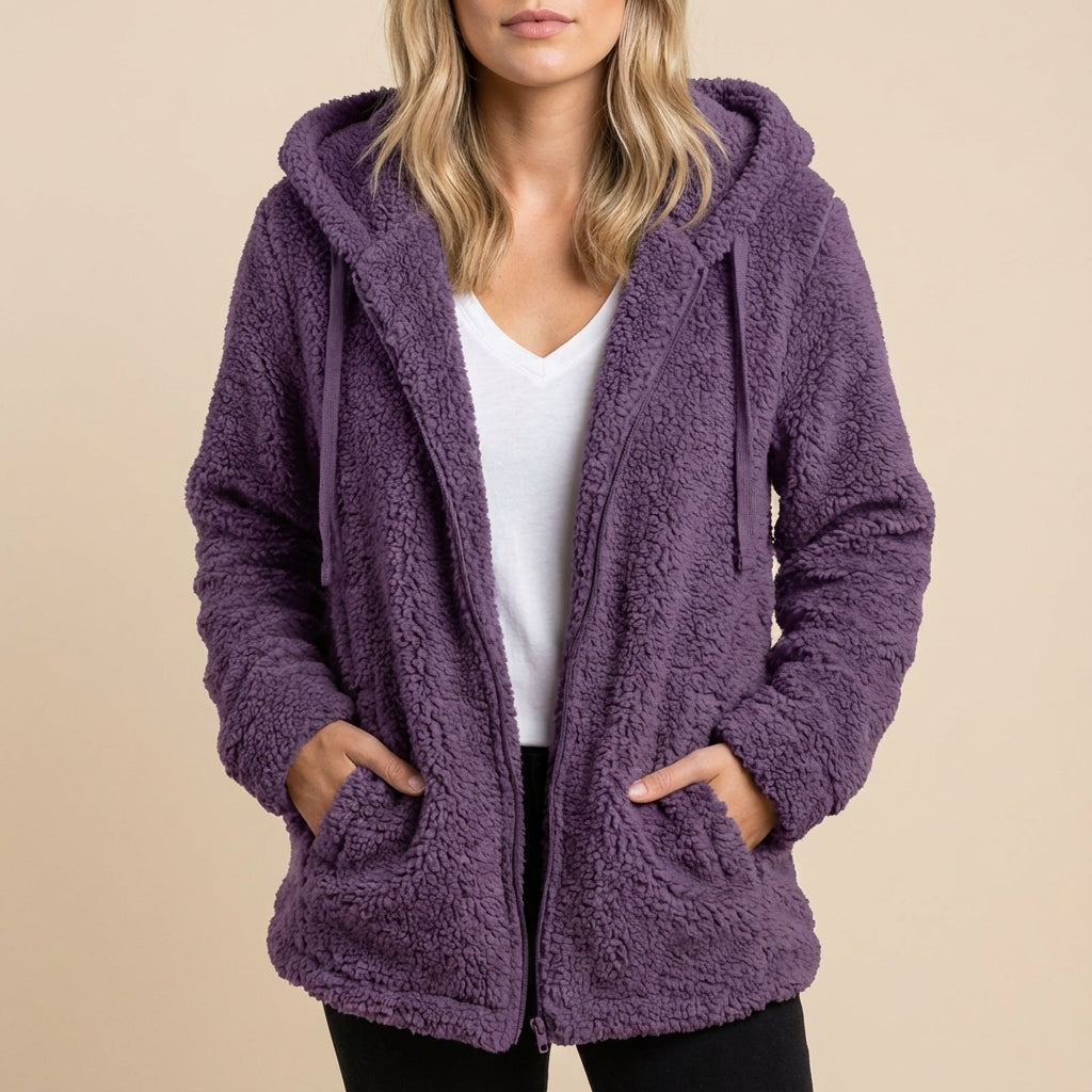 Kurtka Damska z Kapturem o Puszystej Strukturze | Na Zimę
