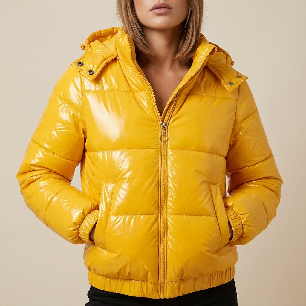 Kurtka Zimowa Damska Pikowana z Błyskiem | Styl Miejski