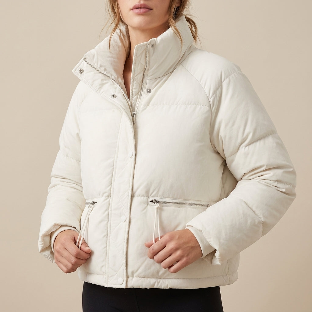 Kurtka Damska Krótka z Gładką Powierzchnią | Styl Miejski