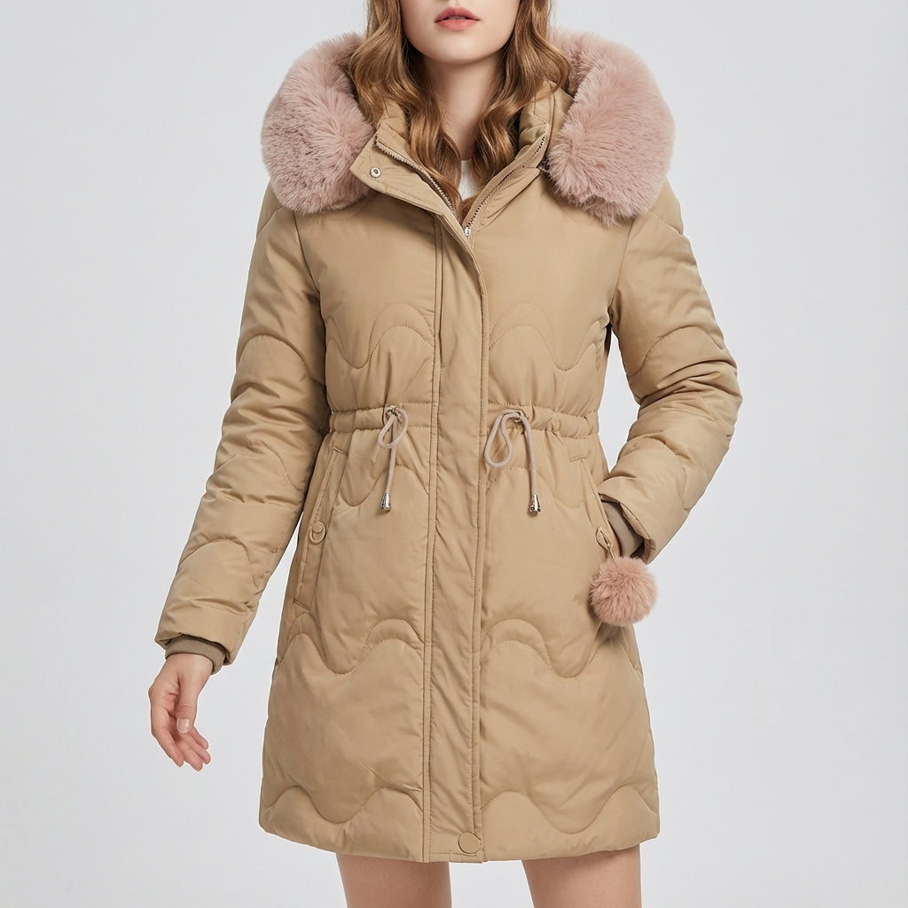 Kurtka zimowa damska parka z kapturem i regulacją | Styl miejski