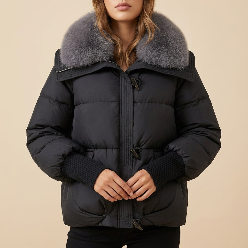 Kurtka Zimowa Damska z Szerokim Kołnierzem | Na Zimowe Dni