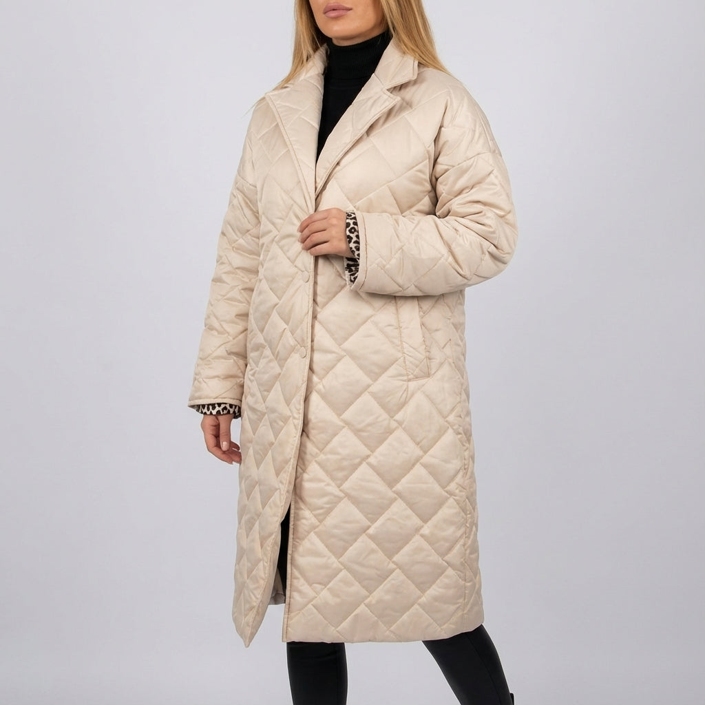 Kurtka Zimowa Damska Luźny Fason Dwustronny | Styl Miejski